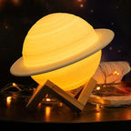 Colour Changing Saturn Lamp with Remote Control and Wooden Stand – 16 Color Modes and Adjustable Brightness for Celestial Ambiance 1