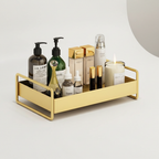 Compact Organizer Tray - Space-Saving Gold Metal with Non-Slip Base 2