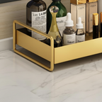 Compact Organizer Tray - Space-Saving Gold Metal with Non-Slip Base 3