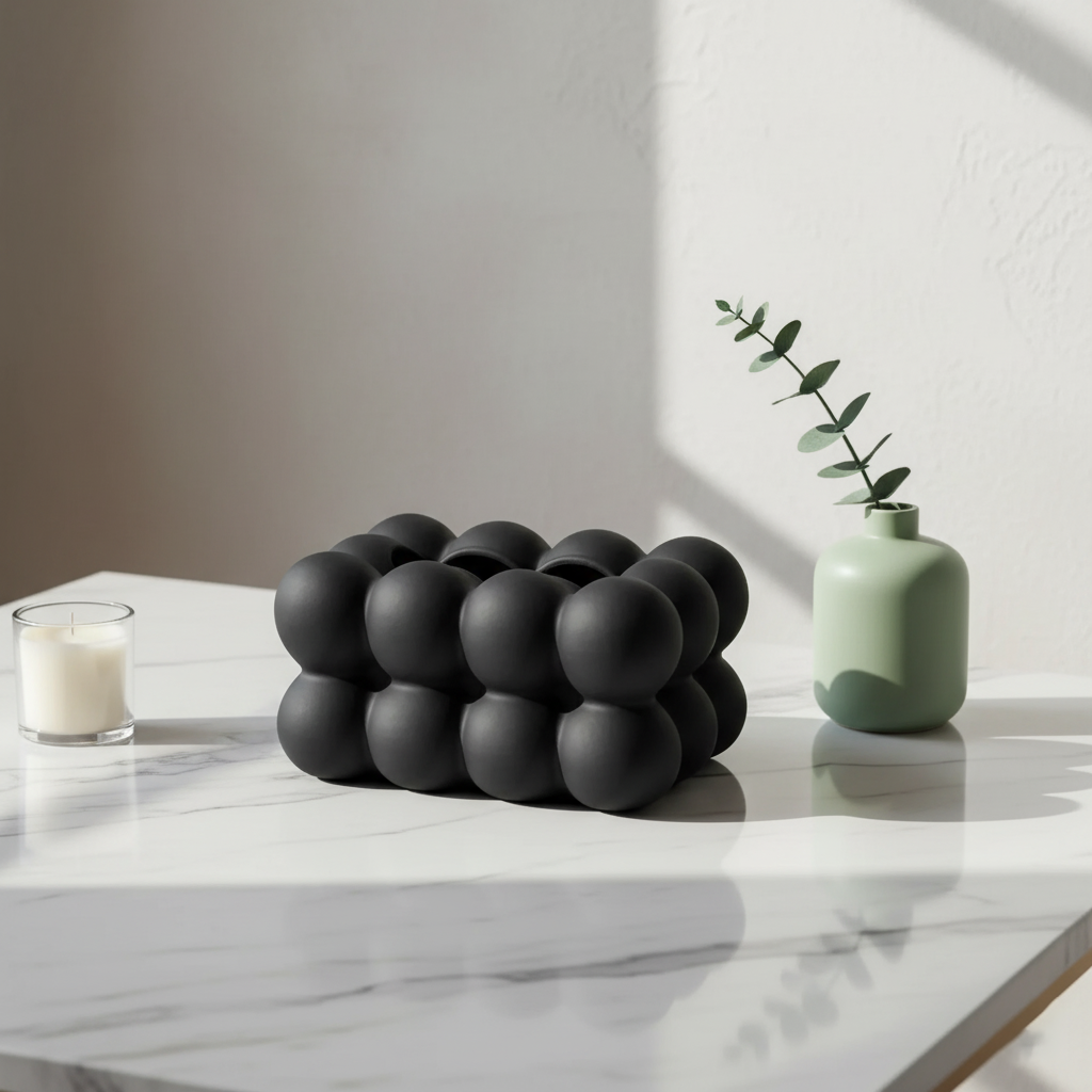 Contemporary Ceramic Tissue Box Cover with Bubble Design – Stylish and Durable Tissue Paper Box Holder for Home Decor 1