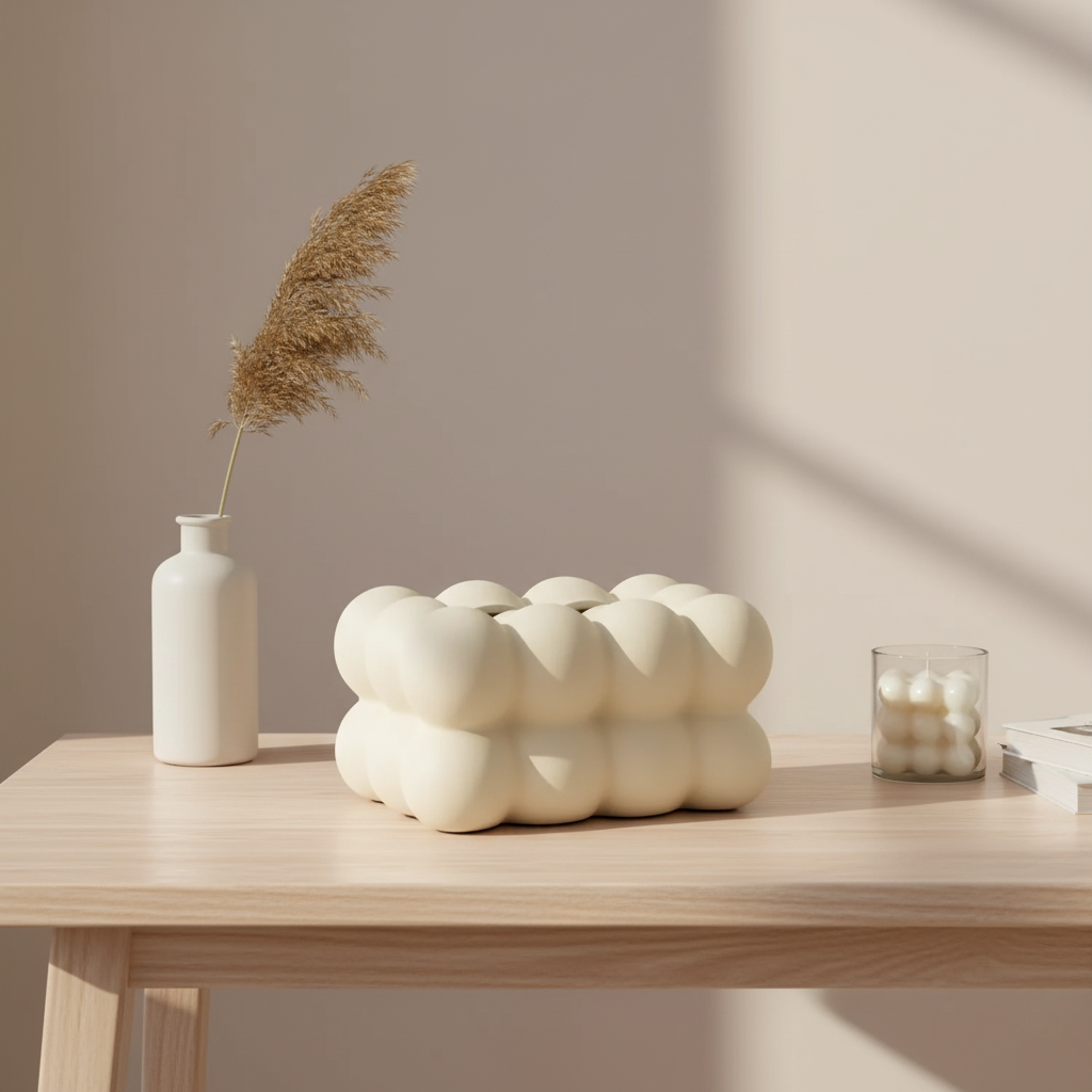 Contemporary Ceramic Tissue Box Cover with Bubble Design – Stylish and Durable Tissue Paper Box Holder for Home Decor 2