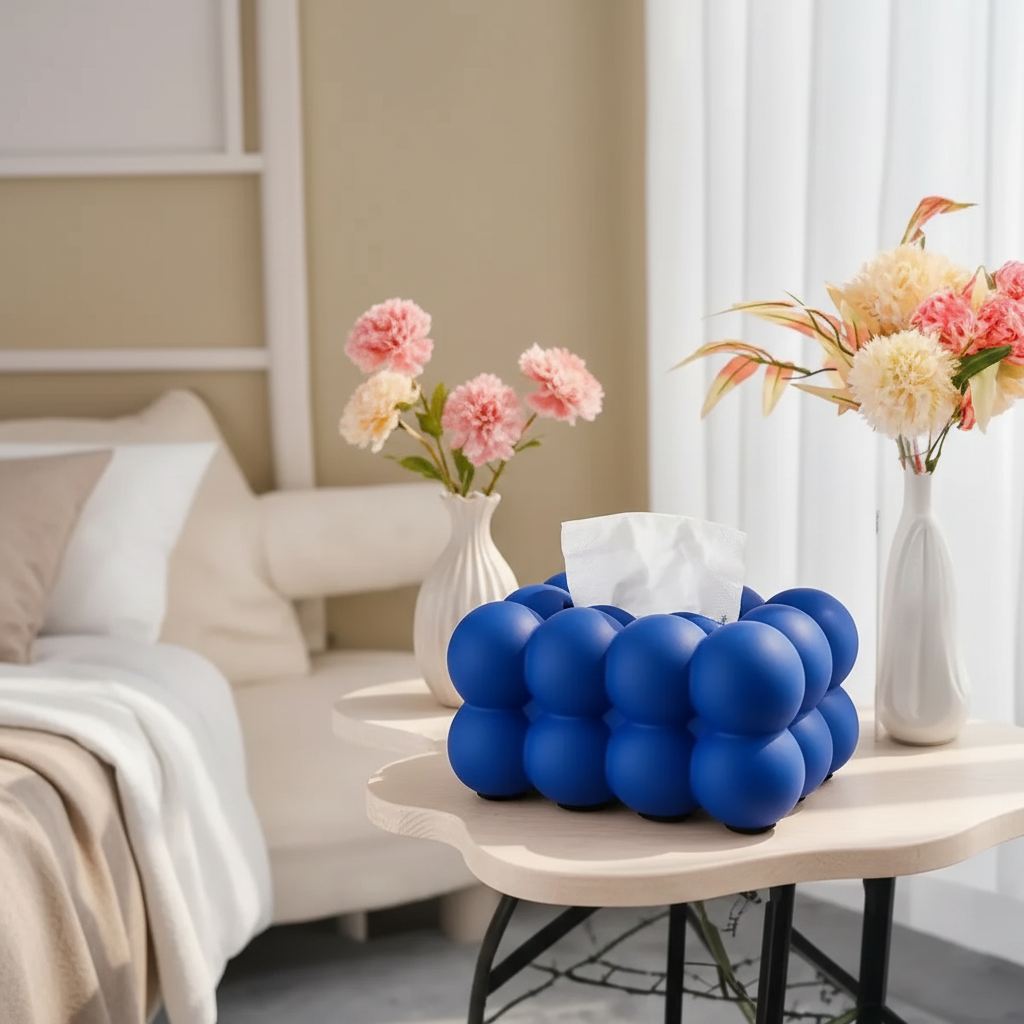 Contemporary Ceramic Tissue Box Cover with Bubble Design – Stylish and Durable Tissue Paper Box Holder for Home Decor 3