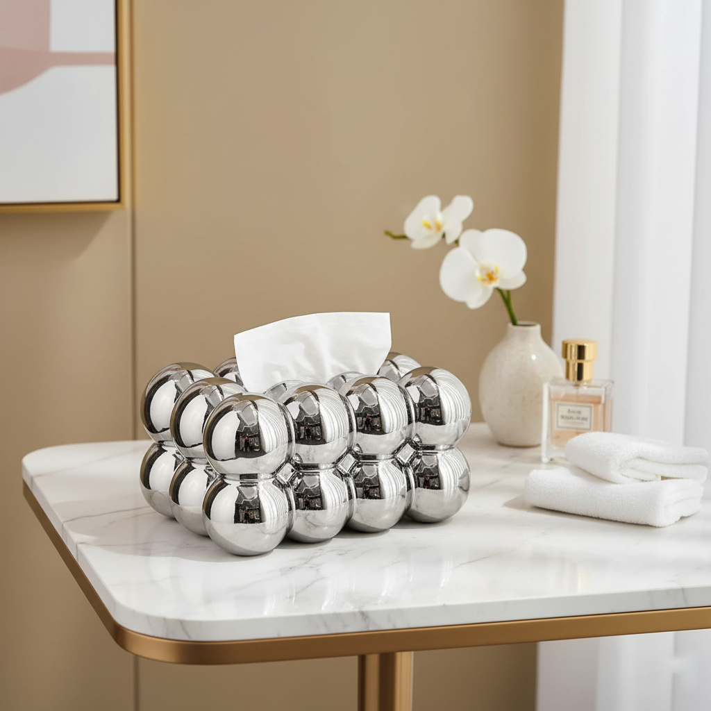 Contemporary Ceramic Tissue Box Cover with Bubble Design – Stylish and Durable Tissue Paper Box Holder for Home Decor 4
