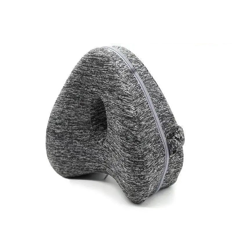Gray textured travel pillow on a white background