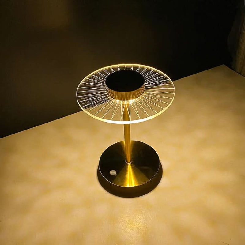 Cordless Rechargeable LED Table Lamp with Crystal Disc Design – Elegant Portable Bedside Lamp for Ambient Lighting 0