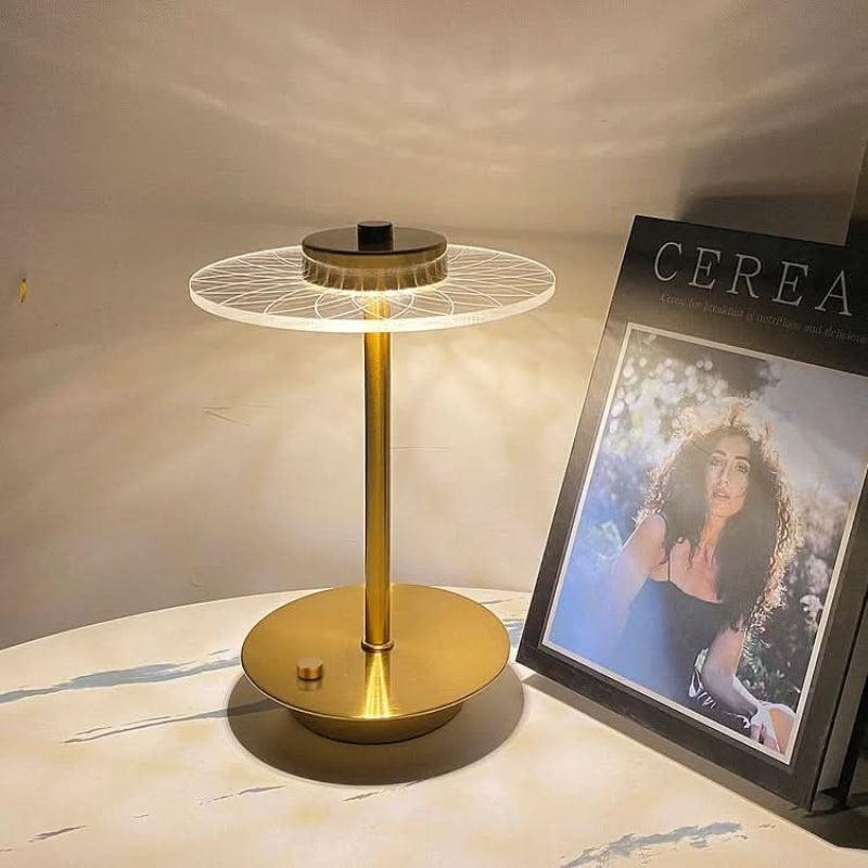 Cordless Rechargeable LED Table Lamp with Crystal Disc Design – Elegant Portable Bedside Lamp for Ambient Lighting 5