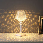 Cordless Table Lamp - USB Rechargeable, Adjustable Brightness, Glass Shade 0