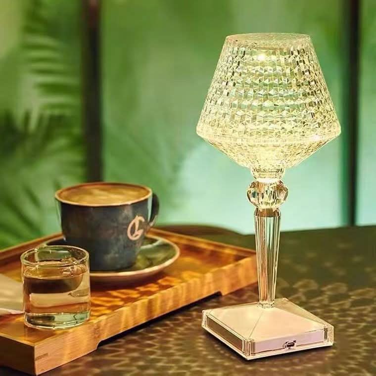 Cordless Table Lamp - USB Rechargeable, Adjustable Brightness, Glass Shade 3