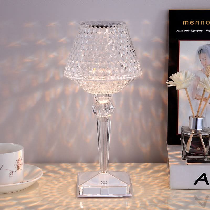 Cordless Table Lamp - USB Rechargeable, Adjustable Brightness, Glass Shade 4