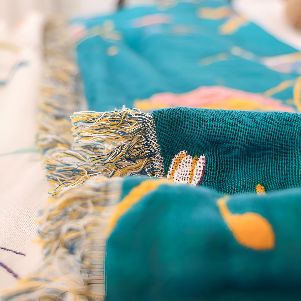 Cotton Bird Tassel Blanket - Lightweight & Breathable Boho Comfort 6