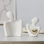 Couple Hugging Figurine, Modern Design, Matte Finish, White/Black