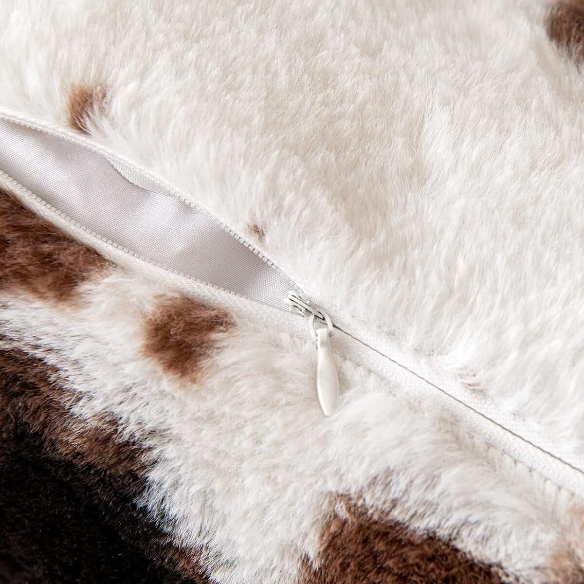 Cowhide Faux Fur Throw Pillow Covers 18x18 - Soft Decorative Set of 2 2