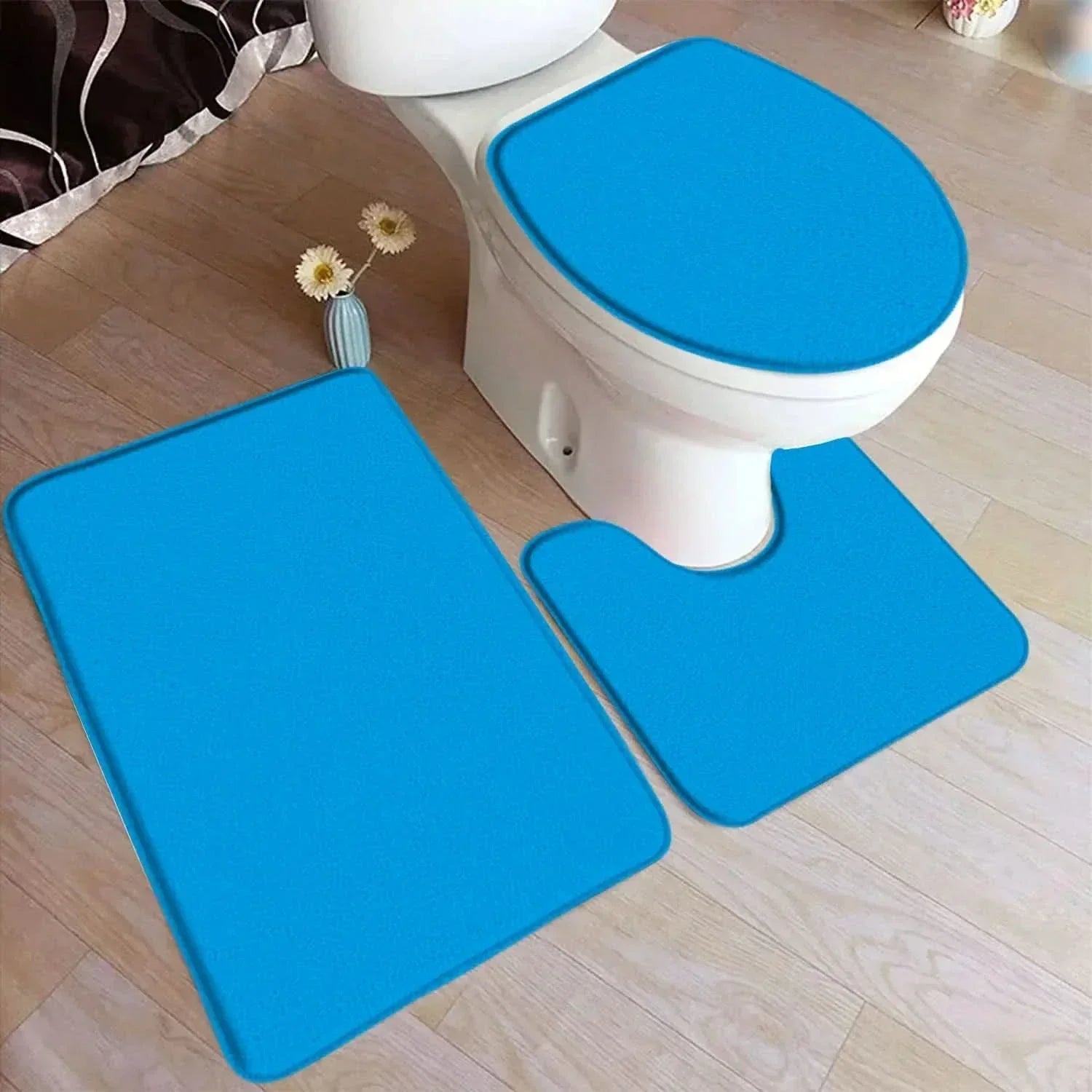 CozyMat Bath Rug Set - Soft Flannel with Non-Slip Safety Features 0