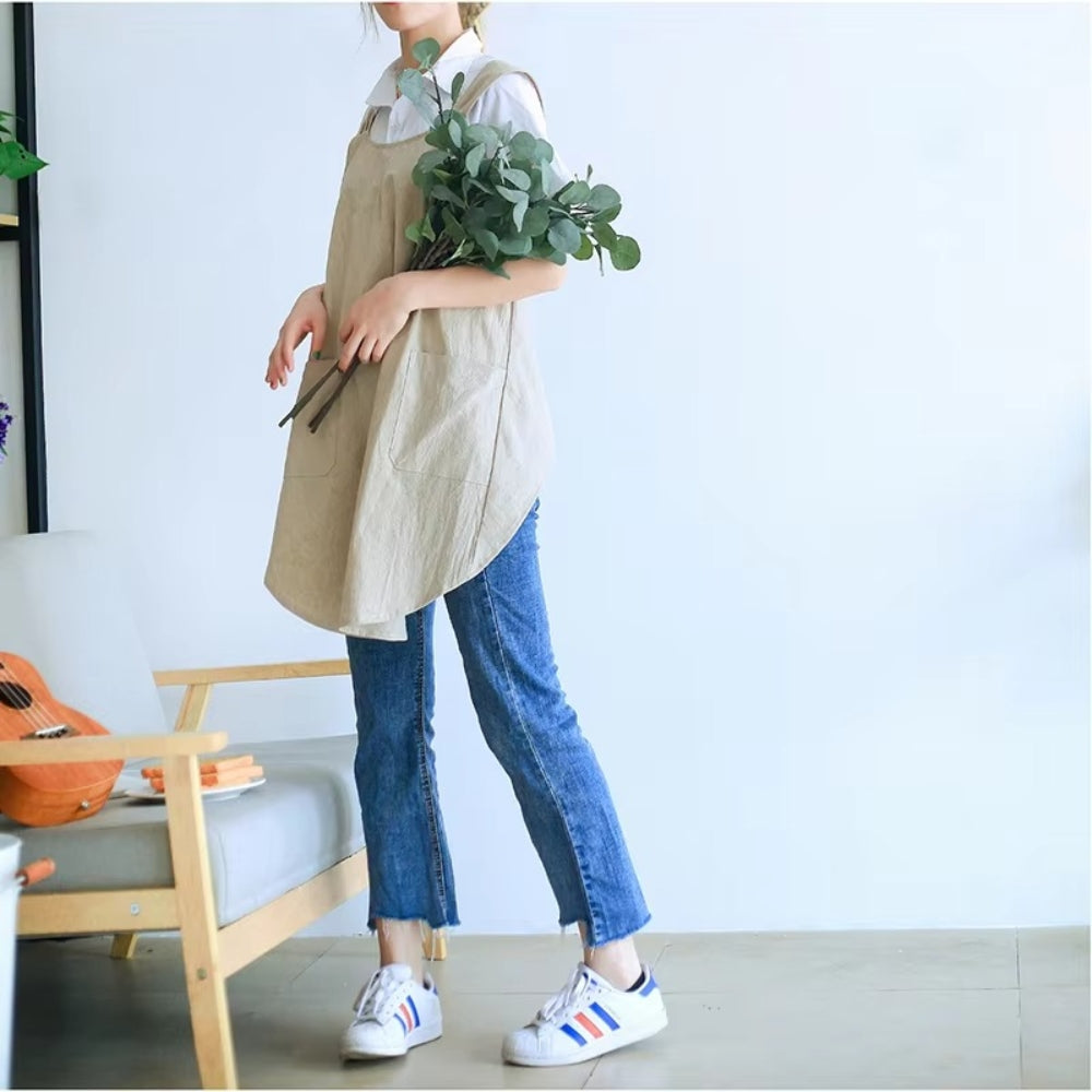 Cross-Back Apron Dress - Lightweight Comfort & Spacious Pockets 2