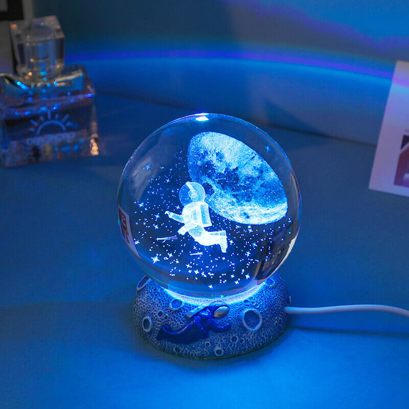 Crystal Ball Night Light - 3D Laser Engraved Ocean Design, Multicolor Illumination 7