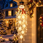 Crystal Cascade LED Outdoor Light, Hanging Snowflake Design for Porch Decoration – Weather-Resistant, Cool White Illumination 0