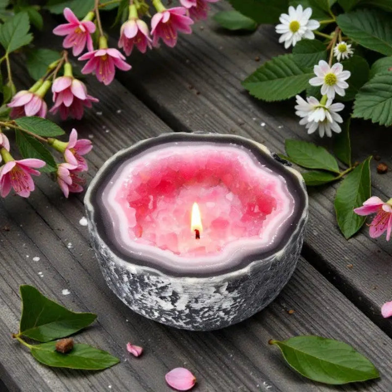 Crystal Design Candle Natural Wax Blend Geode Style 11.4 cm 5