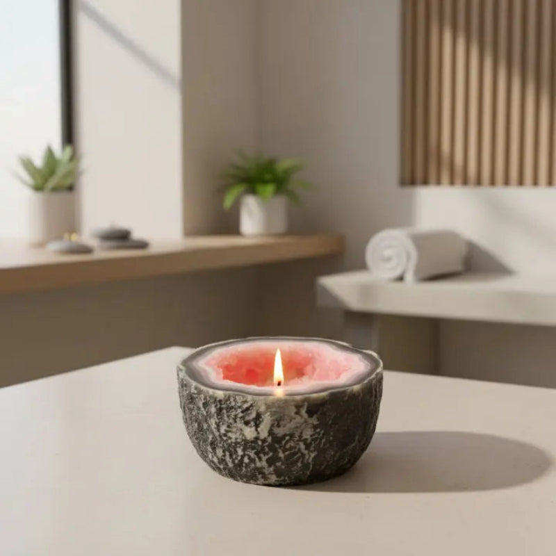 Crystal Design Candle Natural Wax Blend Geode Style 11.4 cm 8