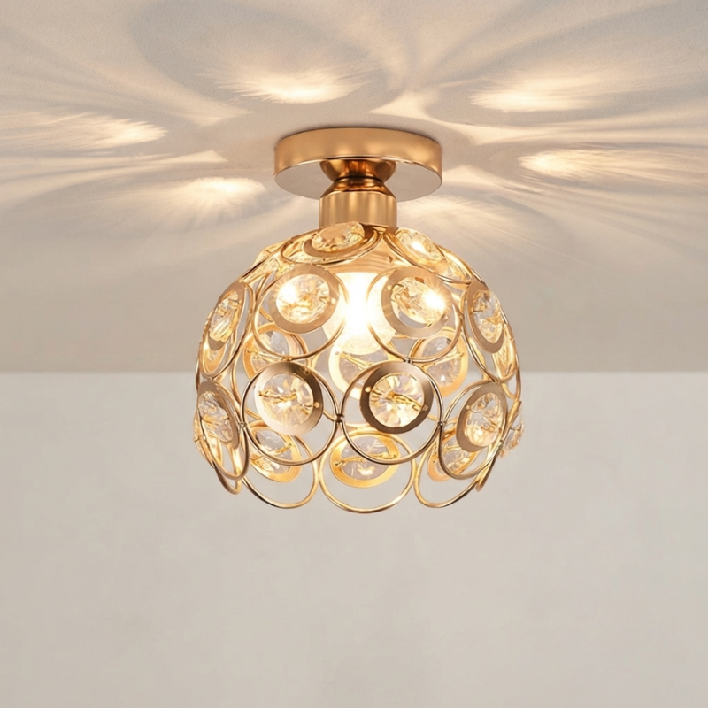 Crystal Flush Mount Ceiling Light for Elegant Hallway Illumination 01