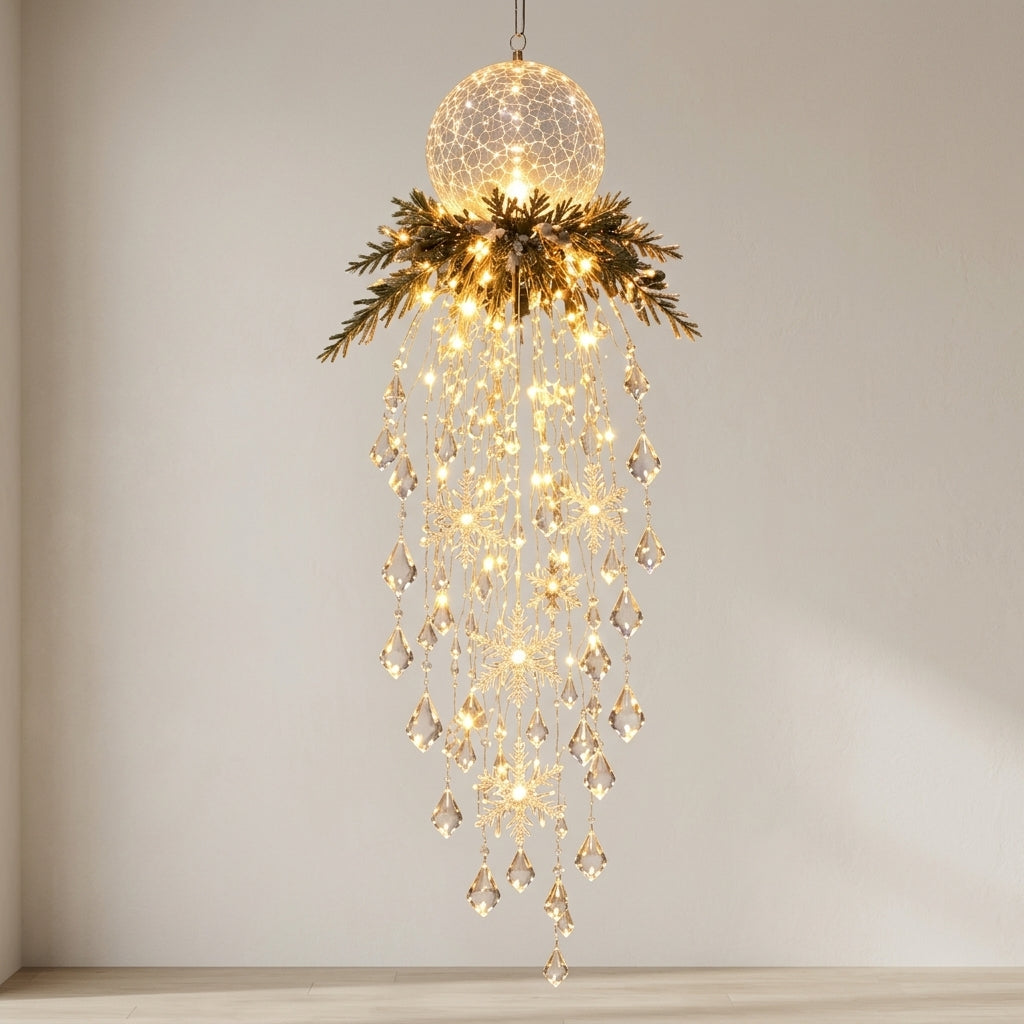 Crystal Snowflake LED Hanging Light for Christmas Porch Decor 2