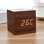 Cube LED Alarm Clock - Compact Digital Clock with Temperature Display 0