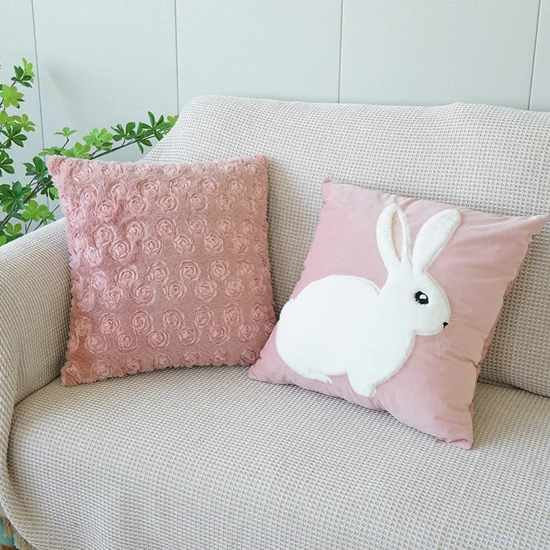 Cushion Cover 45 x 45 cm Plush Fabric Hidden Zipper Pink, Soft Plush 3D Design 6