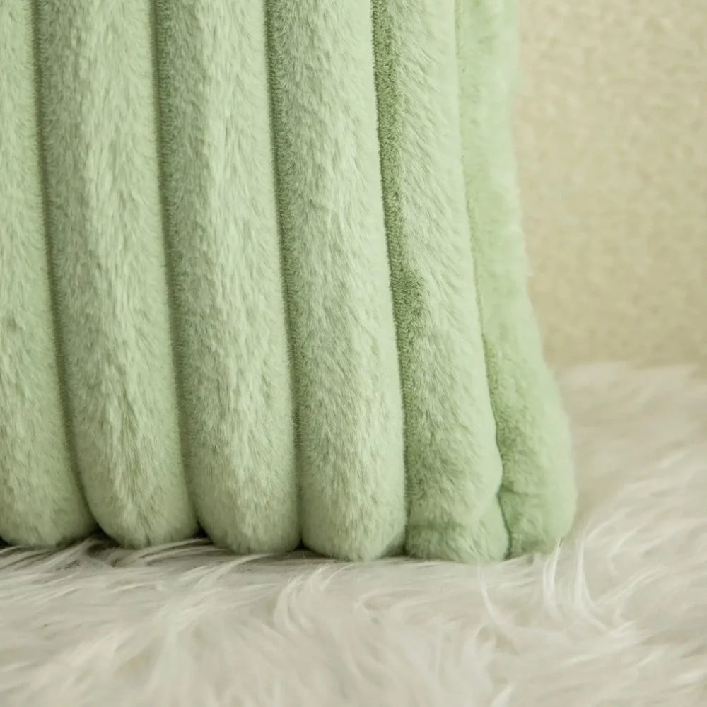 Cushion Cover Faux Fur Green Standard Size Machine Washable, Cozy Comfort 4