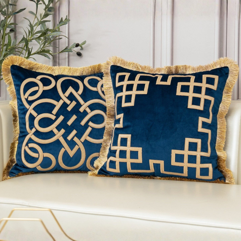 Cushion Cover Polyester Cotton Embroidered 45 cm or 50 cm,Elegant Embroidery Design 13