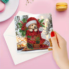 Custom Christmas Cards Set of 6 – Handmade Diamond Painting Greeting Cards with Puppy, Mouse, and Kitten Designs 2