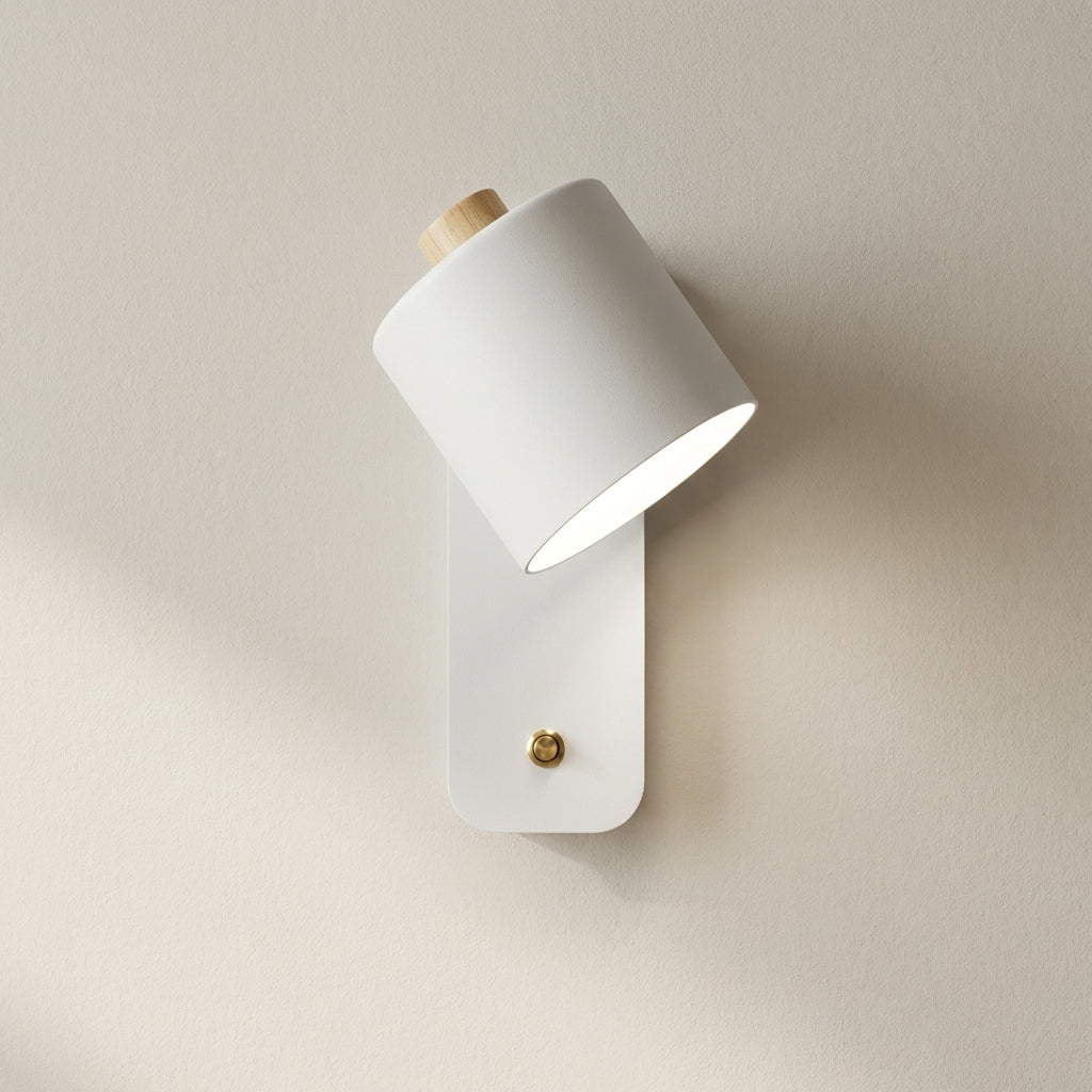Cylindrical LED Wall Sconce Light with Integrated Switch – Modern Indoor Lighting for Reading and Ambiance