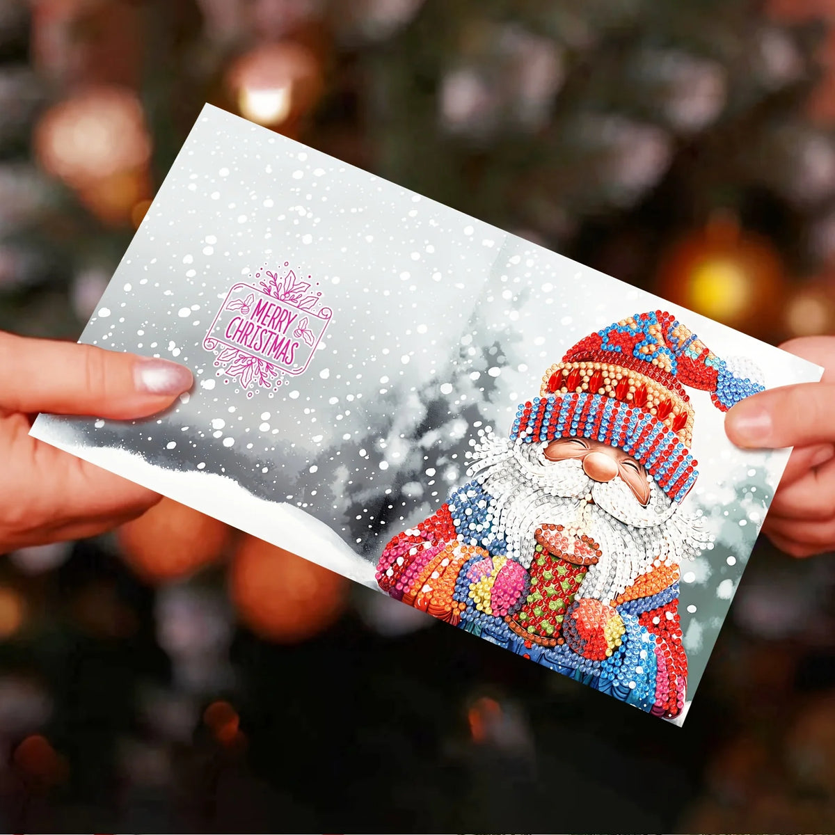 DIY 5D Diamond Painting Christmas Greeting Cards Set – 12 Handmade Santa Claus Designs with Envelopes 5