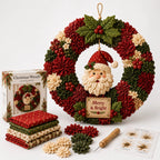 DIY Christmas Wreath Craft Kit - 3D Fabric Flowers, No Sewing Required 0