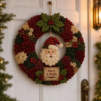 DIY Christmas Wreath Craft Kit - 3D Fabric Flowers, No Sewing Required 1