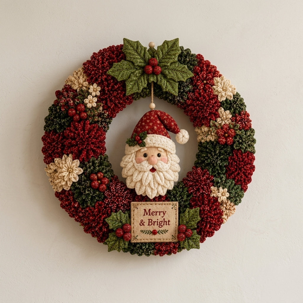 DIY Christmas Wreath Craft Kit 3D Fabric Flowers Multicolour 1