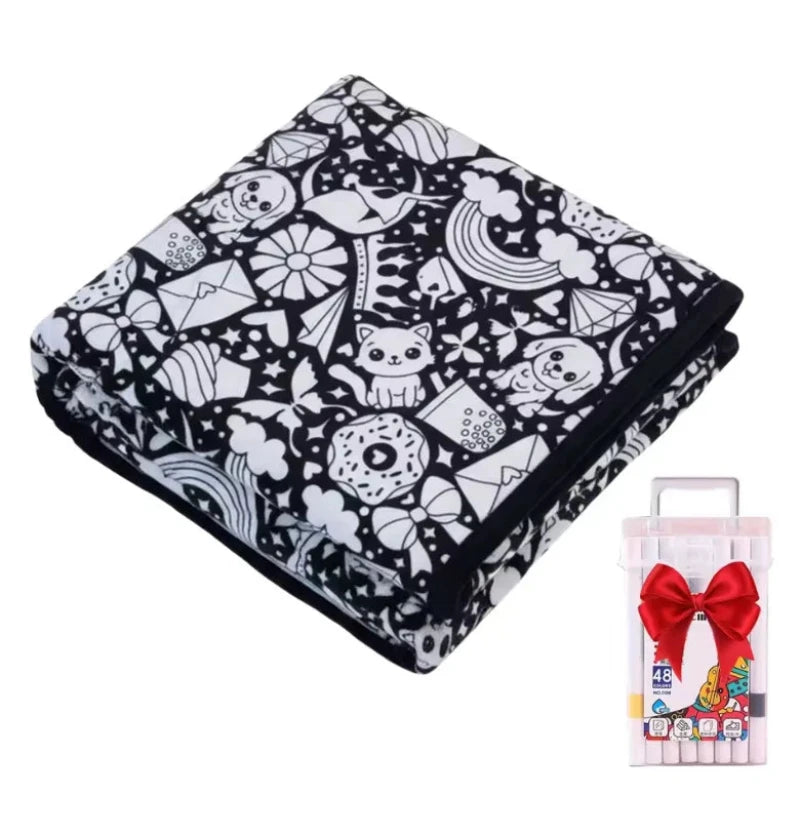 DIY Colouring Blanket - Soft Plush, Reusable Design for Creative Fun 12