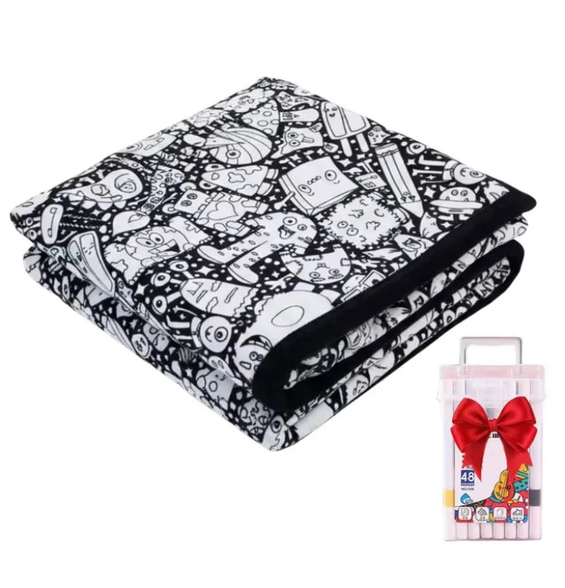 DIY Colouring Blanket - Soft Plush, Reusable Design for Creative Fun 14