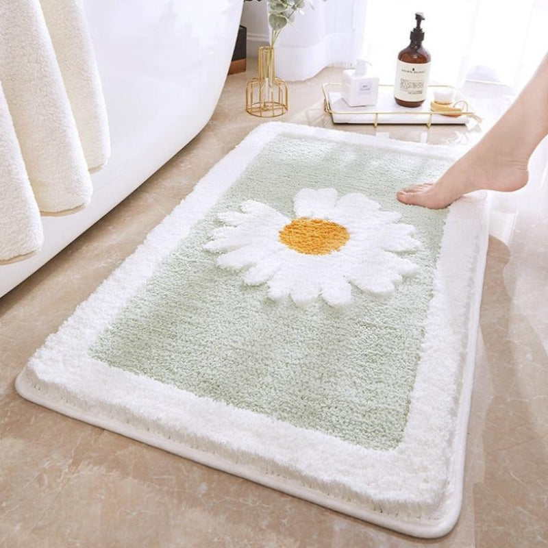 Daisy Bath Mat with Anti-Slip Bottom – Soft Quick Drying Water Absorbent Bathroom Mat 20x30 Inches 0