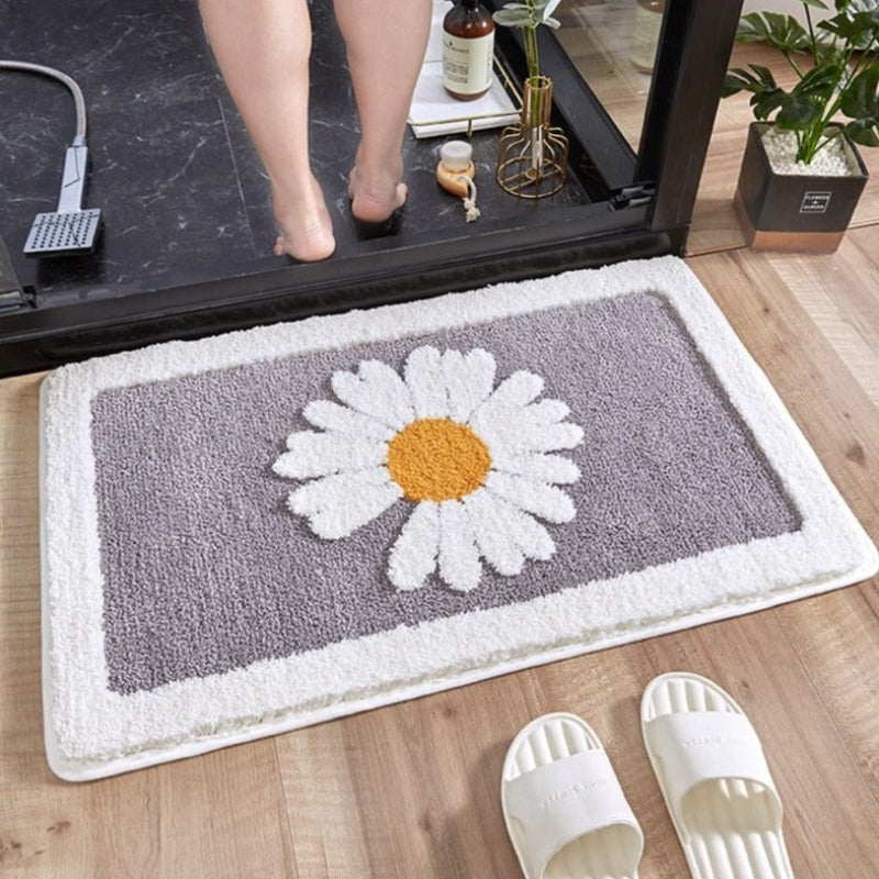Daisy Bath Mat with Anti-Slip Bottom – Soft Quick Drying Water Absorbent Bathroom Mat 20x30 Inches 2