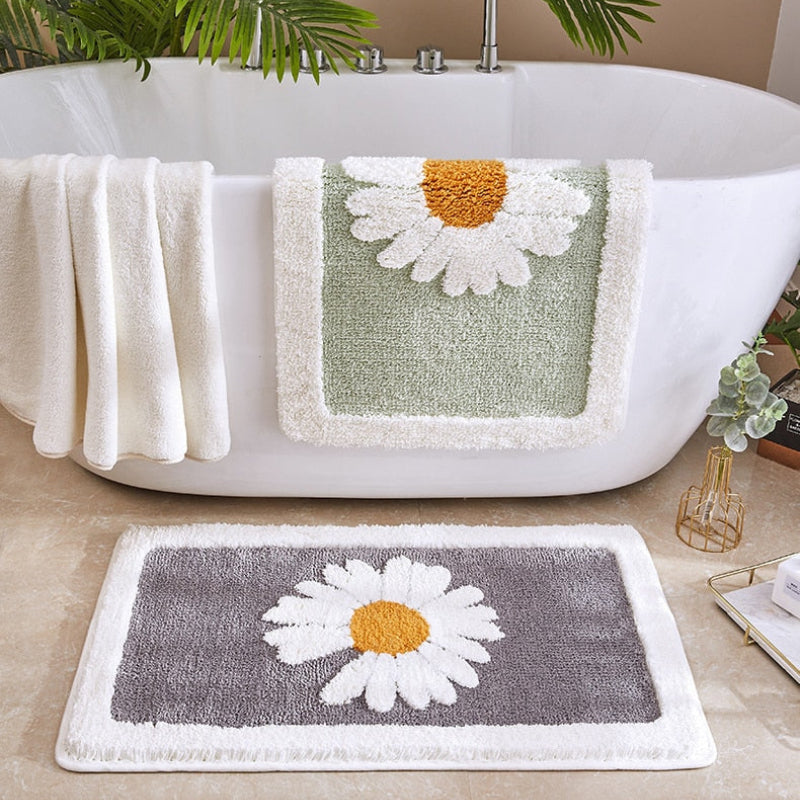 Daisy Bath Mat with Anti-Slip Bottom – Soft Quick Drying Water Absorbent Bathroom Mat 20x30 Inches 4