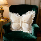 Decorative Pillow Butterfly Shape Lace Fabric Plush Filled, Elegant Soft Comfort 8
