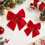 Decorative Polka Dot Bow Tie for Holiday and Gift Decoration - 24.5 cm Wide Durable Fabric Bow 2