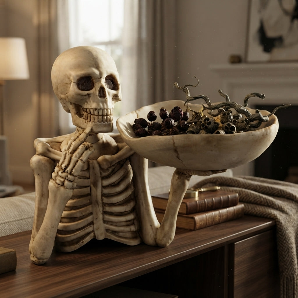 Decorative Tray Resin Skull Design Halloween Tabletop Organizer 2