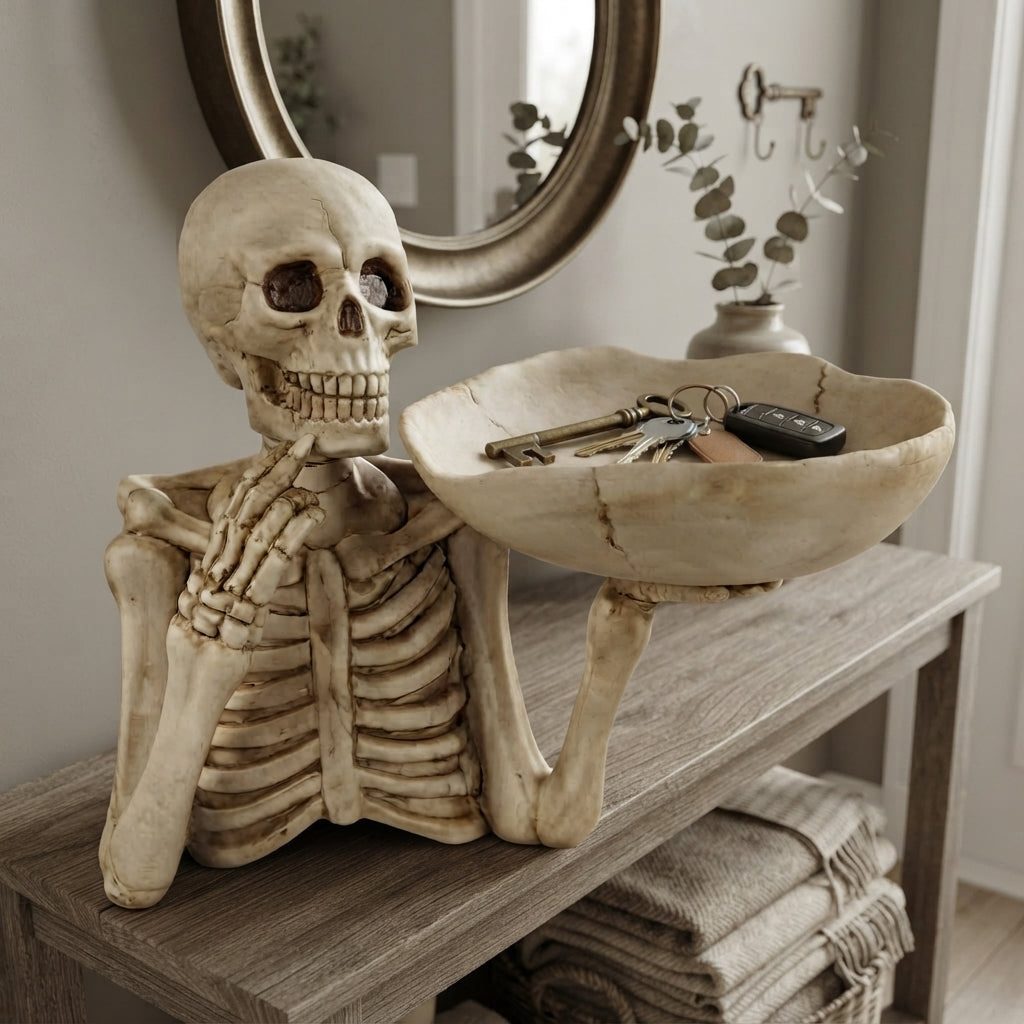 Decorative Tray Resin Skull Design Halloween Tabletop Organizer 4