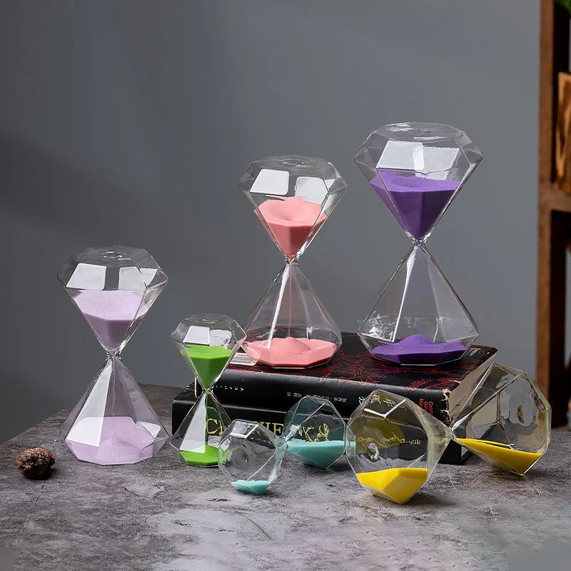 Diamond Sand Clock - Elegant 5 Minute Hourglass Timer for Focus 0