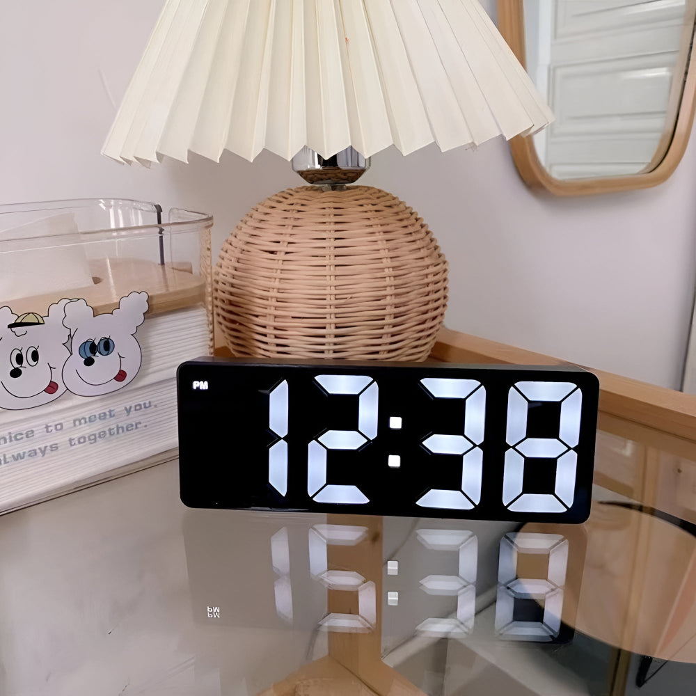 Digital LED Mirror Alarm Clock - Clear Time, Date & Temperature Display 2
