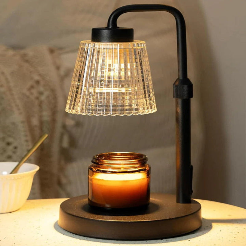 Dimmable Candle Warmer Lamp with Adjustable Height and Timer – Metal and Glass Design for Fragrance Release 0