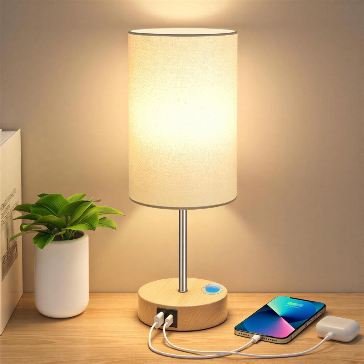 Dimmable LED Bedside Lamp - Touch Control & USB Charging for Bedrooms 0