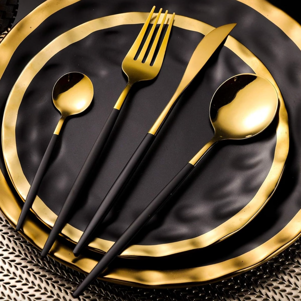 Dining Cutlery Set - Elegant Gold Finish, Durable Stainless Steel 0