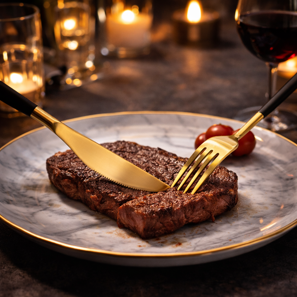 Dining Cutlery Set - Elegant Gold Finish, Durable Stainless Steel 7