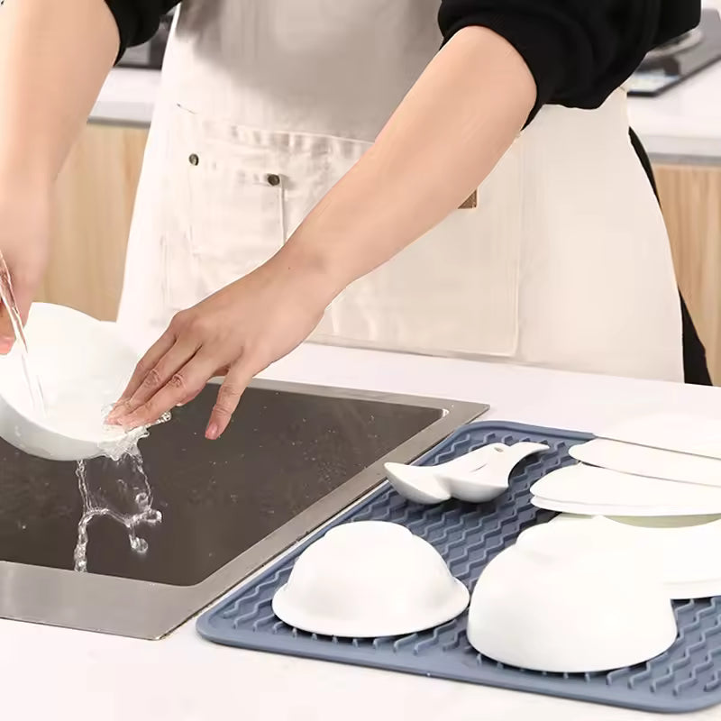 Dish Drying Mat Silicone Heat Resistant Countertop Liner, Eco-Friendly & Heat Resistant 3